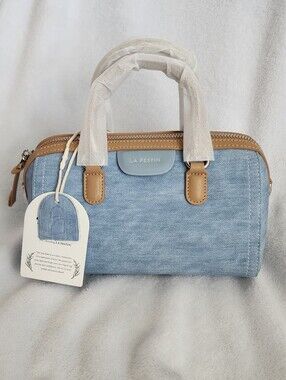 LA FESTIN Top Handle Purse Stylish Handbag Crossbody Satchel Denim Blue